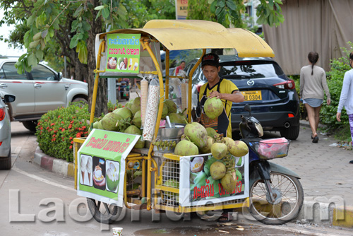 Motorbike street vendor in Vientiane, Laos