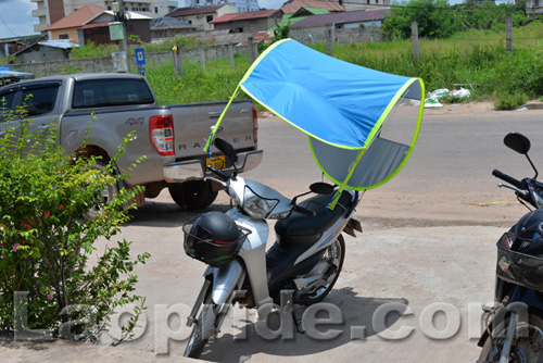 Motorbike sunshade and umbrella in Vientiane, Laos