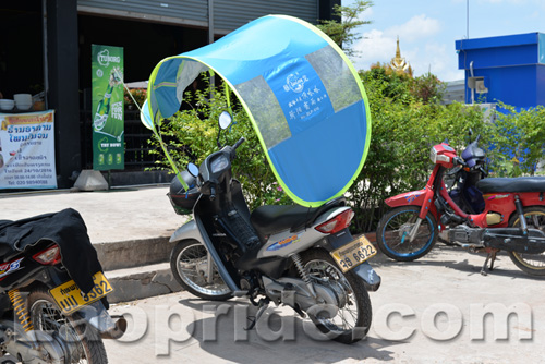 Motorbike sunshade and umbrella in Vientiane, Laos