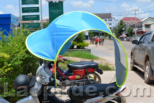 Motorbike sunshade and umbrella in Vientiane, Laos