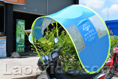 Motorbike sunshade and umbrella in Vientiane, Laos