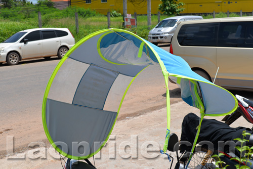 Motorbike sunshade and umbrella in Vientiane, Laos