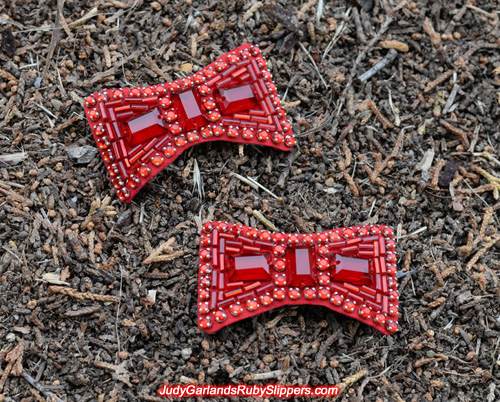 Pair of bows for Judy Garland's ruby slippers