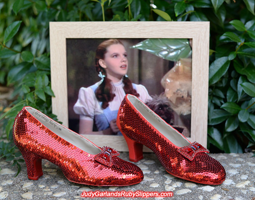 Sequining continues on Judy Garland's ruby slippers