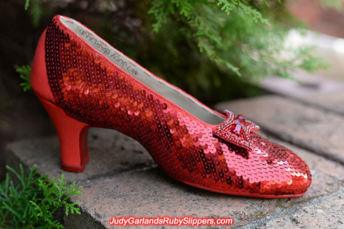 Sequining continues on Judy Garland's ruby slippers