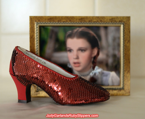 Sequining is in progress on the limited edition ruby slippers