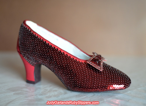 Sequining is in progress on the limited edition ruby slippers