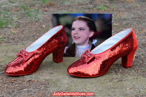 Stunning pair of hand-sewn ruby slippers