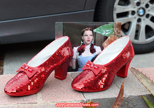 Stunning pair of hand-sewn ruby slippers