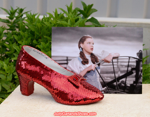 The right shoe of Judy Garland's ruby slippers