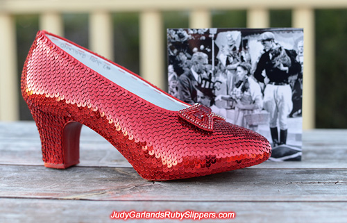 The right shoe of Judy Garland's ruby slippers is finished