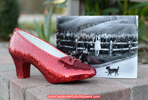 The right shoe of Judy Garland's ruby slippers is finished