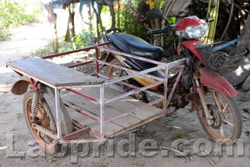 Three-wheeled motorbike in Laos