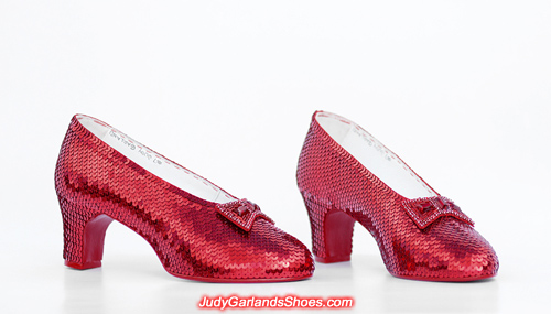 Beautiful hand-sewn ruby slippers crafted in size 5B