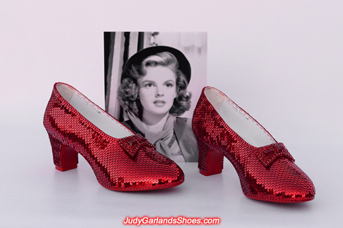 Beautiful hand-sewn ruby slippers in size 7