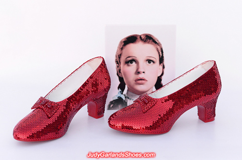 Beautiful hand-sewn ruby slippers in size 7