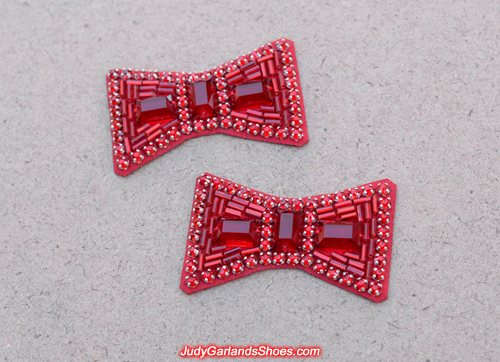 Beautiful pair of hand-sewn ruby slipper bows