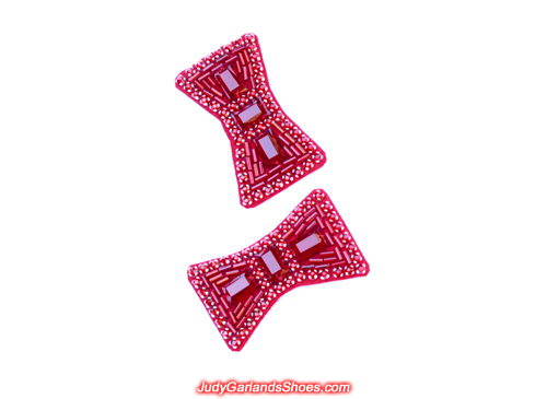 Beautiful pair of hand-sewn ruby slipper bows
