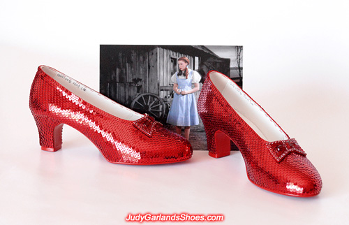 Completed women's size 8.5 hand-sewn ruby slippers