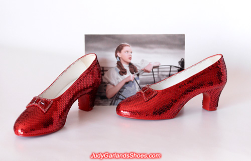 Completed women's size 8.5 hand-sewn ruby slippers