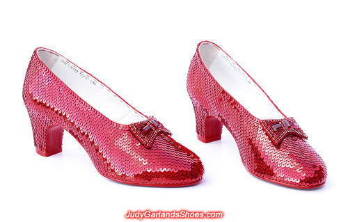 Dorothy's hand-sewn ruby slippers crafted in May, 2019