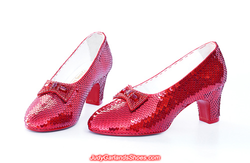 Dorothy's hand-sewn ruby slippers crafted in May, 2019