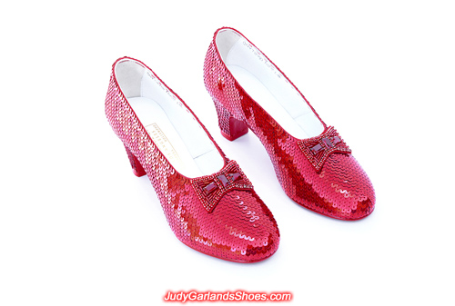 Dorothy's hand-sewn ruby slippers crafted in May, 2019