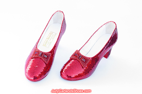 Dorothy's hand-sewn ruby slippers crafted in May, 2019