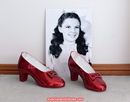 Dorothy's wearable size 5B hand-sewn ruby slippers
