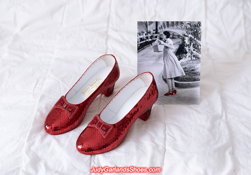 Dorothy's wearable size 5B hand-sewn ruby slippers