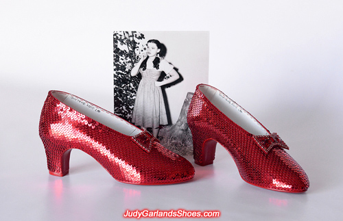 Exquisite pair of hand-sewn ruby slippers