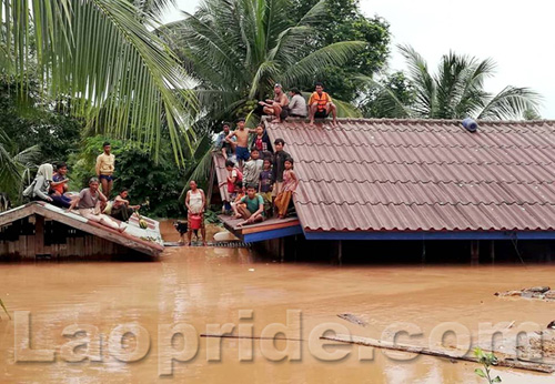 Flooding in Attapeu province caused by the collapse of dam