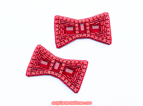 Hand-sewn bows for Dorothy's size 12 ruby slippers