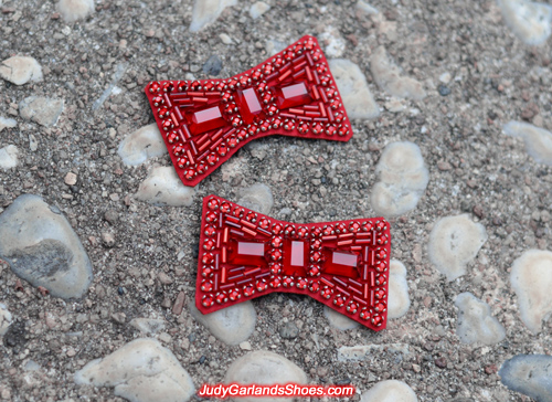Hand-sewn ruby slipper bows for November, 2018 project