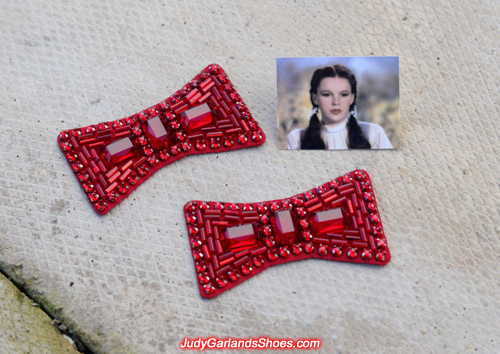 Hand-sewn ruby slipper bows for size 7 shoes