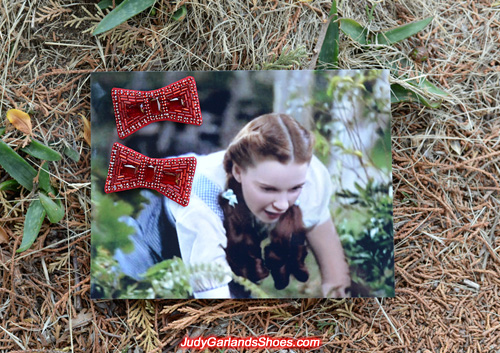 Hand-sewn ruby slipper bows made in April, 2018