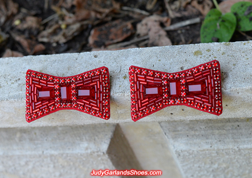 Hand-sewn ruby slipper bows made in April, 2018