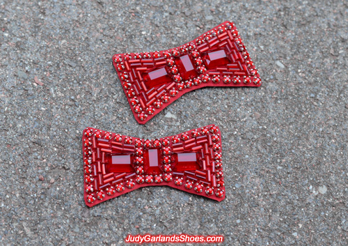 Hand-sewn ruby slipper bows made in April, 2018