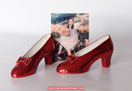 Hand-sewn ruby slippers crafted in August, 2018