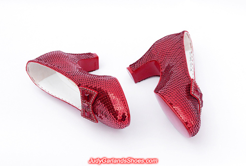 Hand-sewn ruby slippers crafted in August, 2019