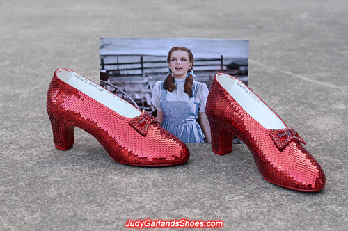 Hand-sewn ruby slippers crafted in June, 2018