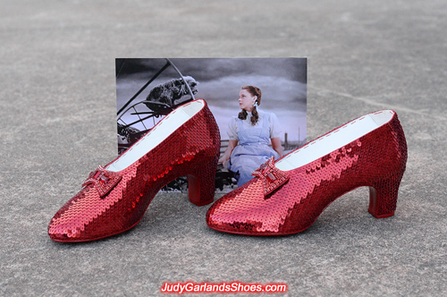 Hand-sewn ruby slippers crafted in June, 2018