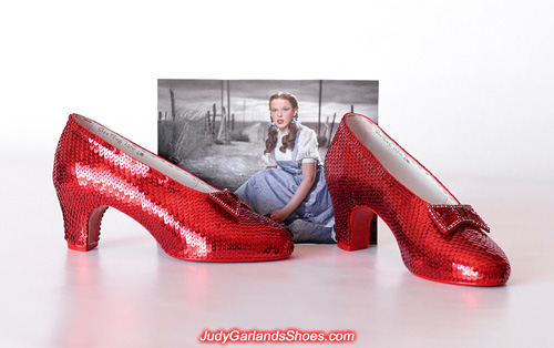 Hand-sewn ruby slippers crafted in November, 2018