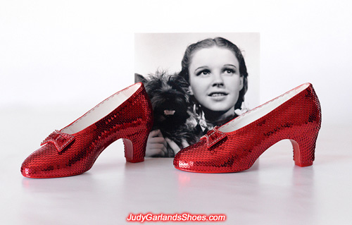 Hand-sewn ruby slippers crafted in November, 2018