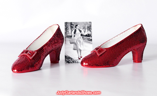 Hand-sewn ruby slippers crafted in September, 2018