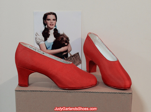 Judy Garland's beautiful red silk size 5B shoes