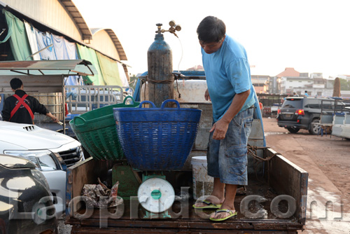 Khua Din market in Vientiane, Laos