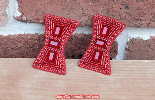 Pair of hand-sewn bows for wedding ruby slippers