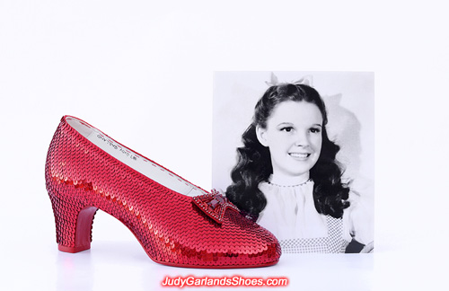 Sequining completed on Judy Garland's right shoe