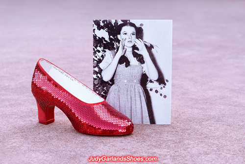 Sequining Judy Garland as Dorothy's right shoe